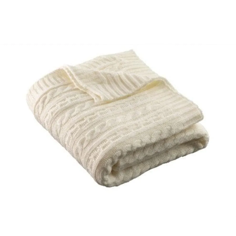 Aran Knit Throw - Soft White