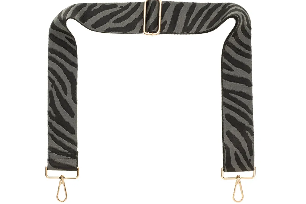 Black & Grey Zebra Camera Strap - Gold hardware