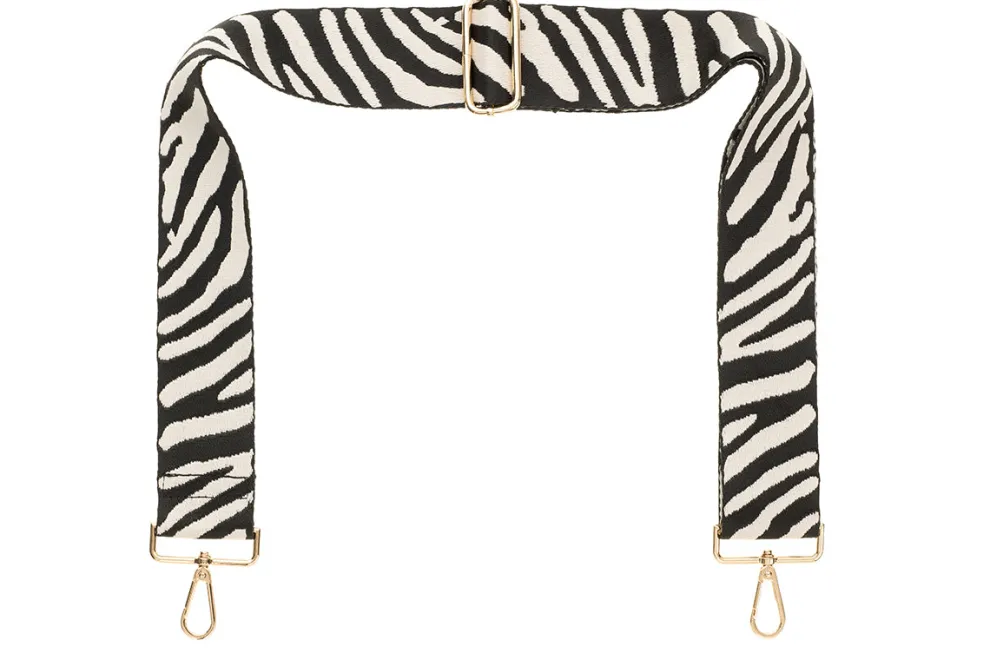 Black & White Zebra Camera Strap - Gold hardware
