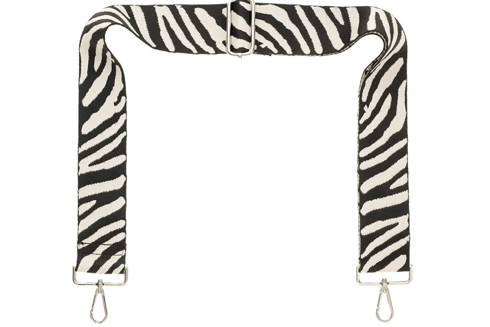 Black & White Zebra Camera Strap - Silver hardware
