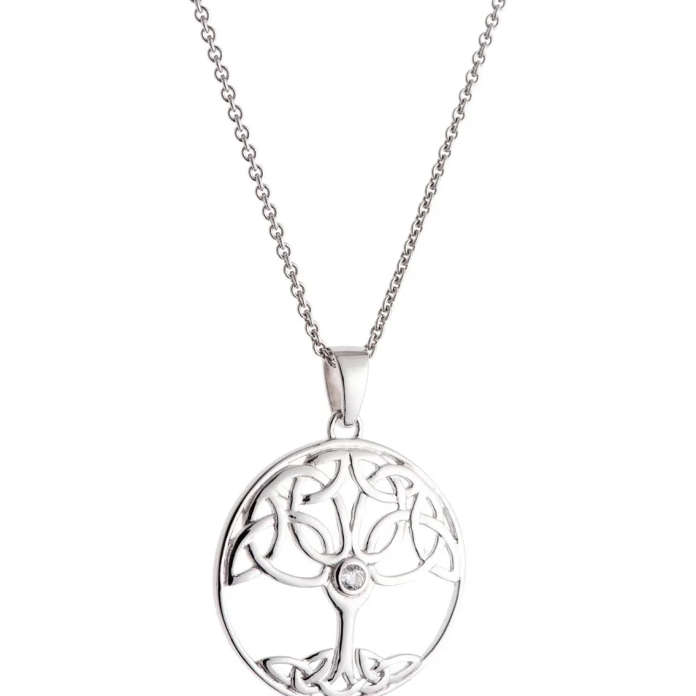Crystal Tree Of Life Sterling Silver Pendant