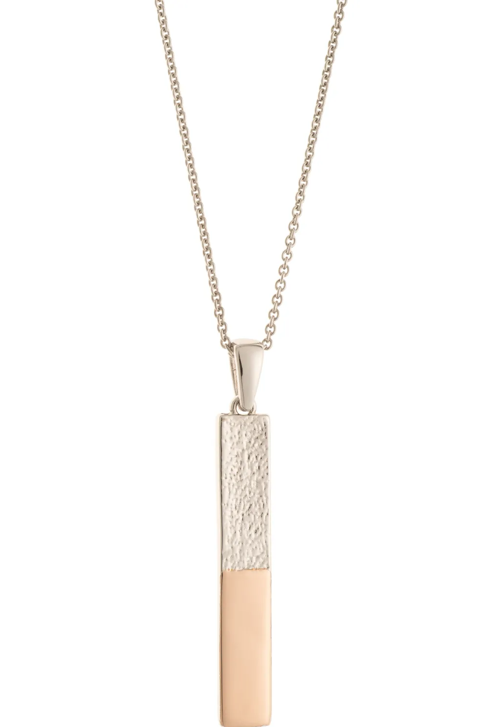 Dual Tone Bar Sterling Silver & Rose Gold Pendant