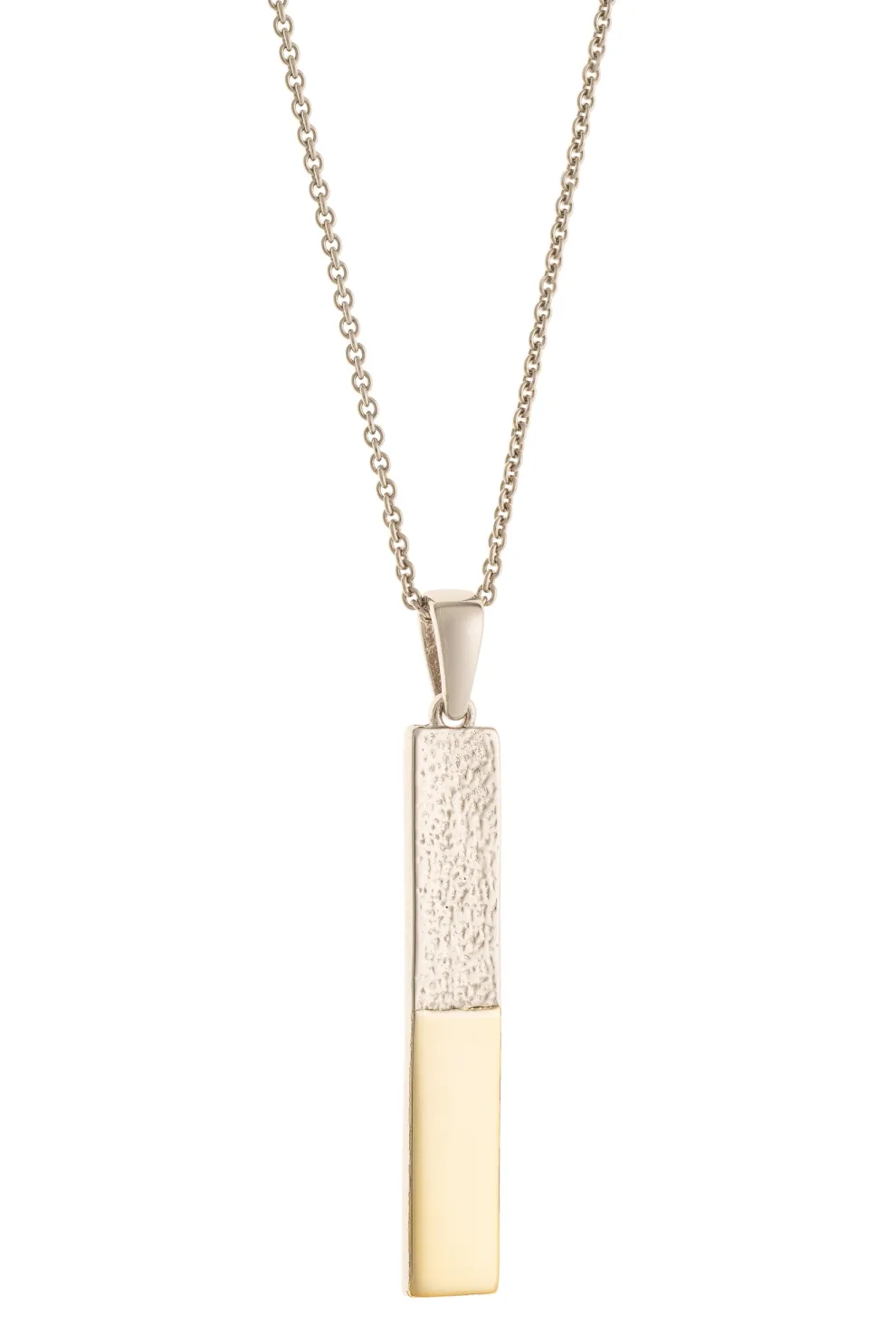 Dual Tone Bar Sterling Silver & Gold Pendant