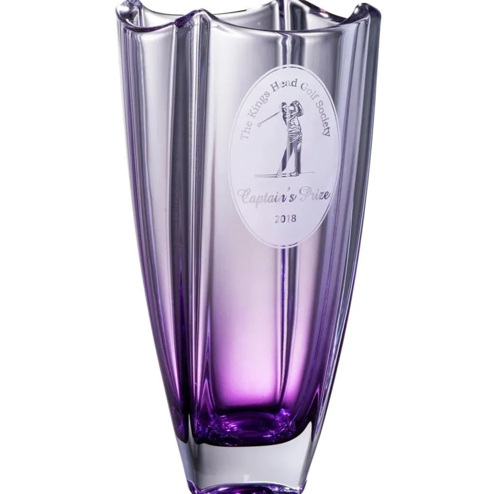 Engraved Amethyst Dune 10" Square Vase