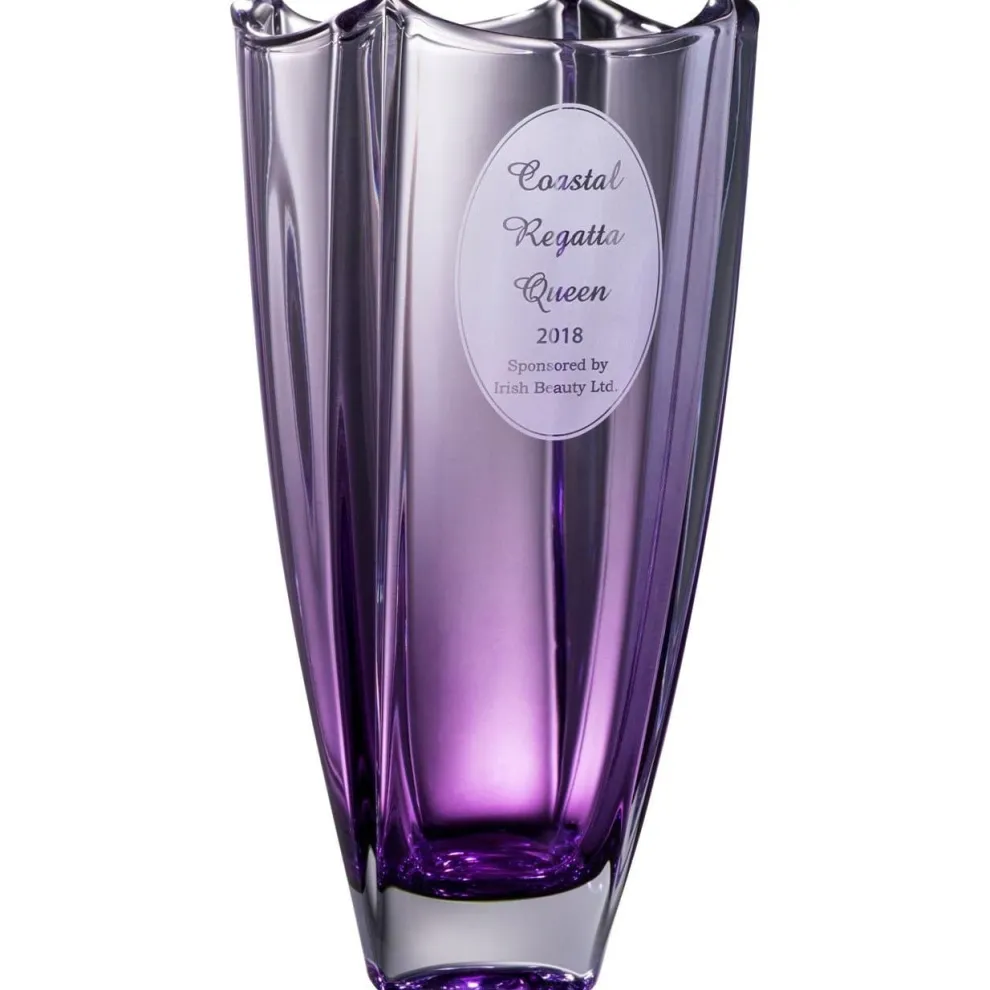 Engraved Amethyst Dune 12" Square Vase
