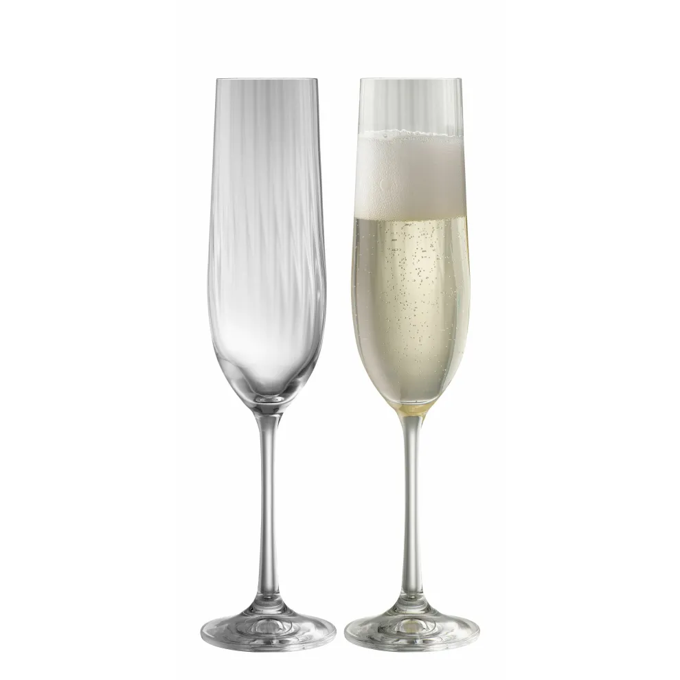 Engraved Erne Champagne Flute Glass Pair