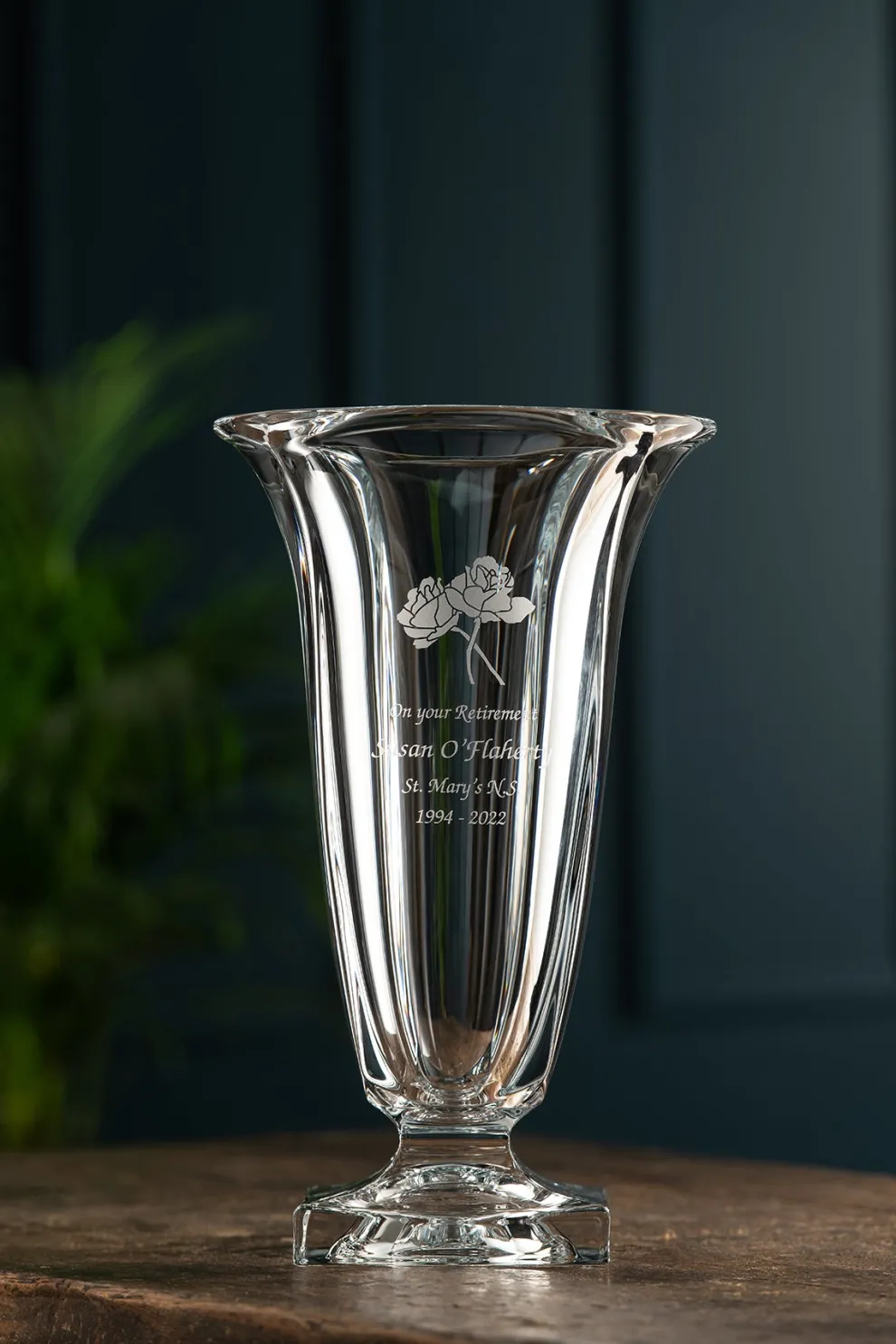 Engraved Large Footed Masterpiece Vase