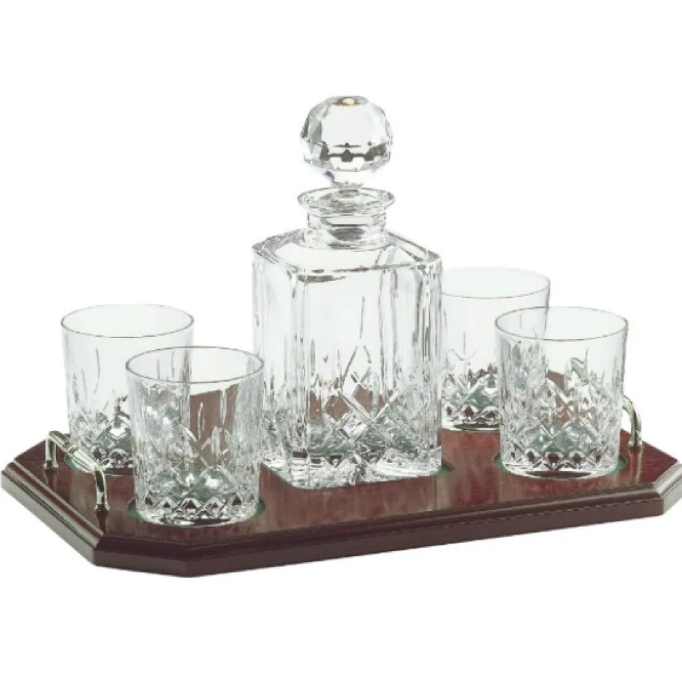 Engraved Longford Square Decanter Tray Set