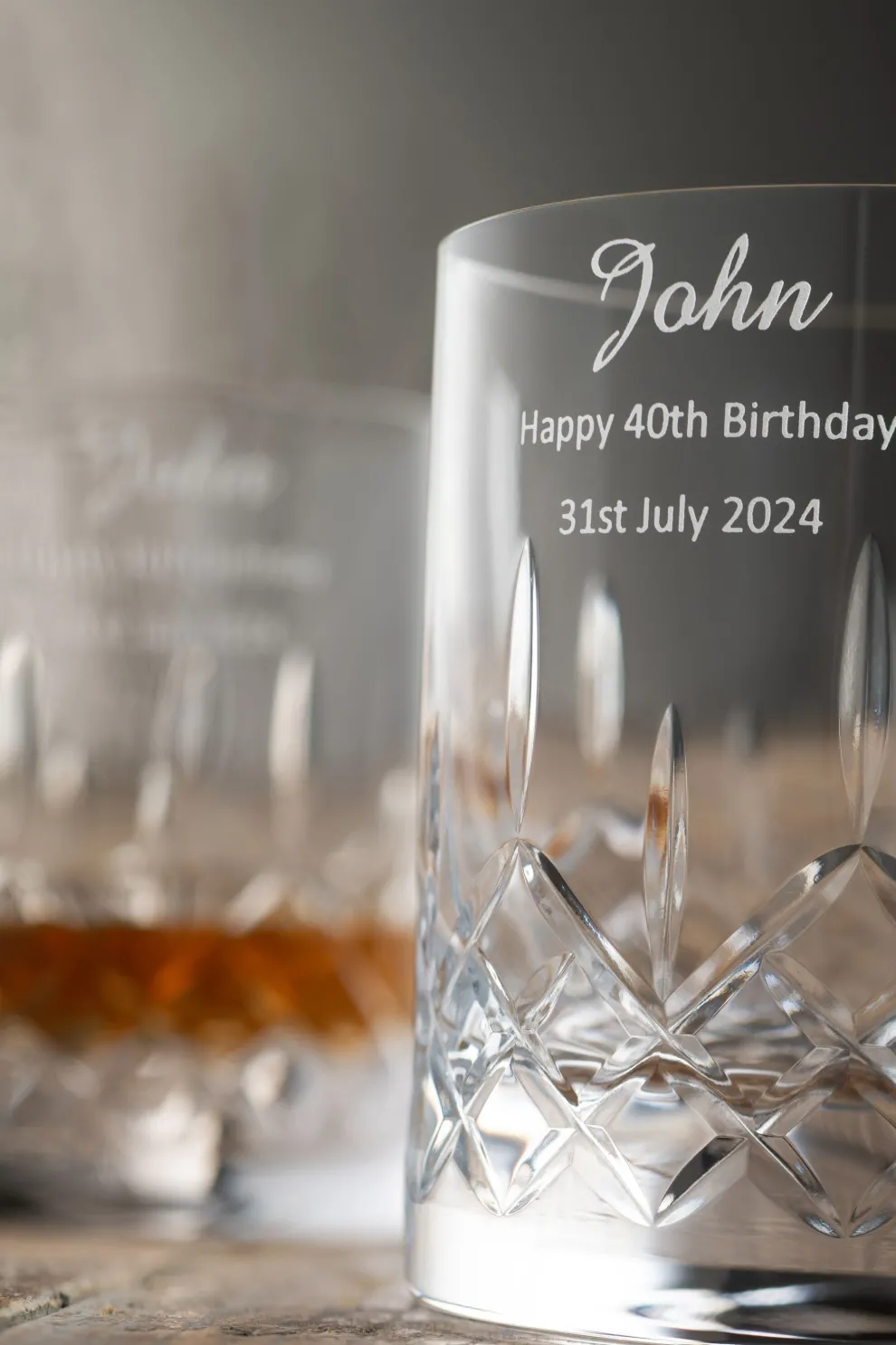 Engraved Longford Whiskey Glass Pair