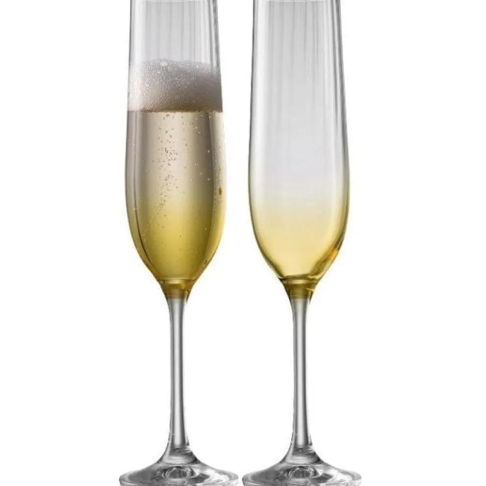 Erne Champagne Flute Glass Pair Amber