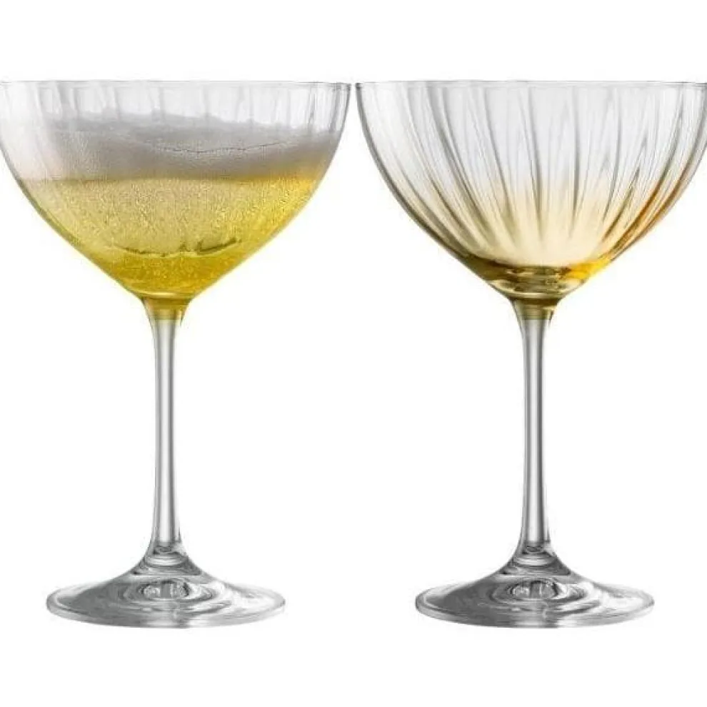 Erne Saucer Champagne Glass Pair Amber
