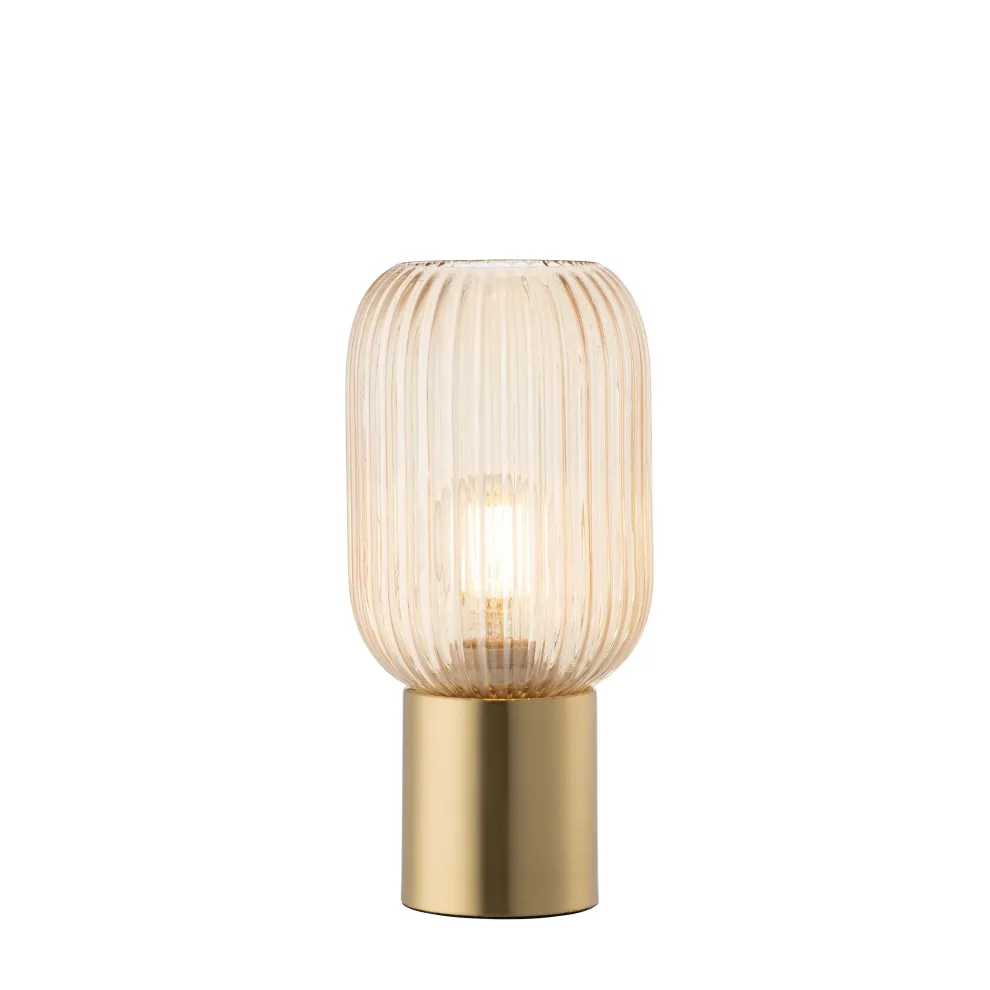 Fluted Glass Table Lamp - Amber