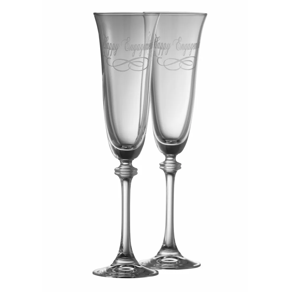 Happy Engagement Liberty Flute Glass Pair