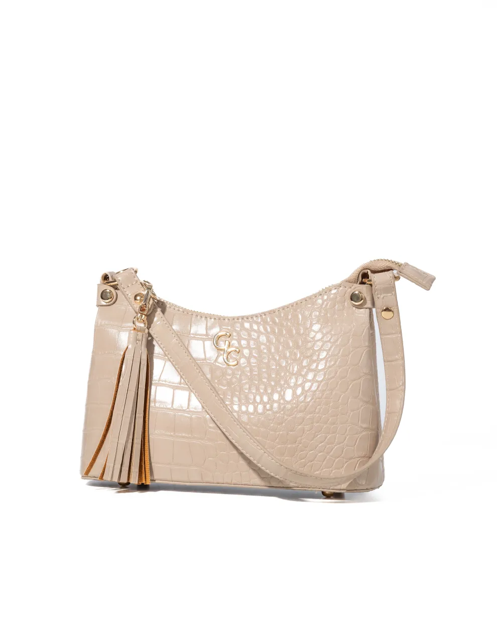 Mini Shoulder Bag Light Taupe Croc Detail