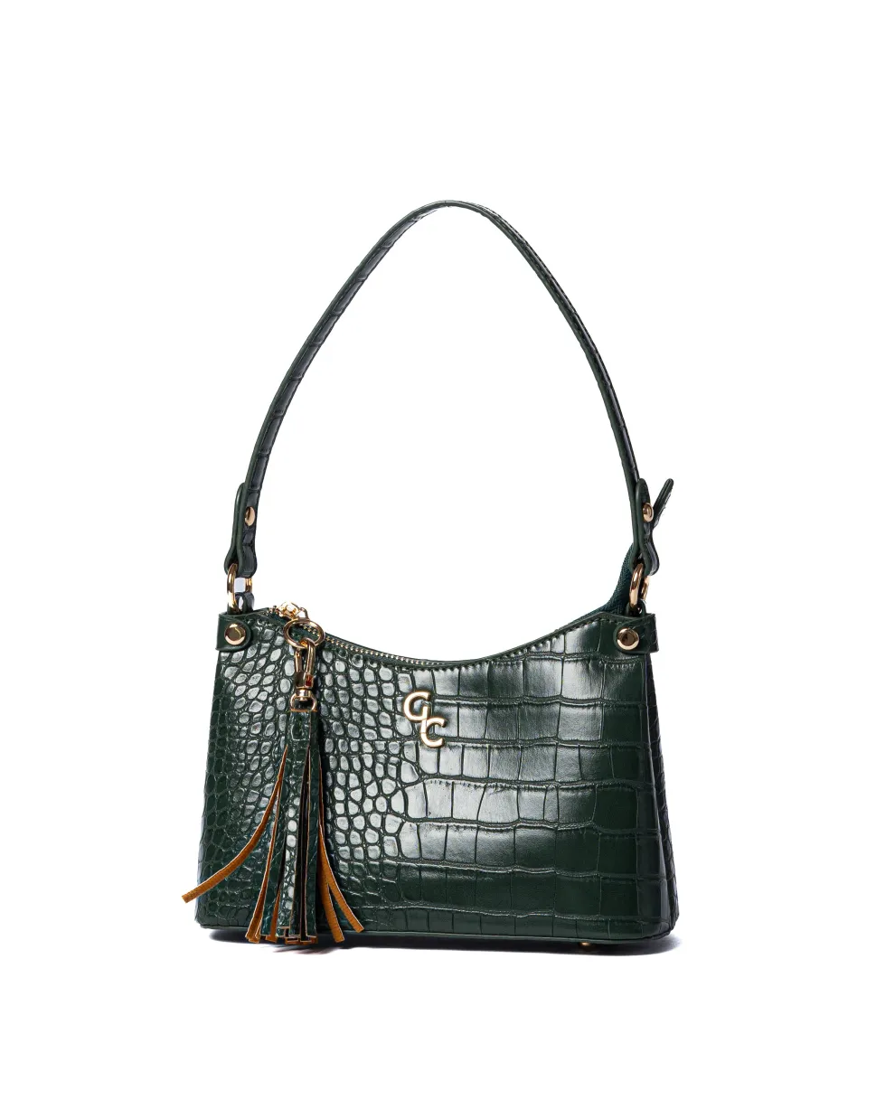 Mini Shoulder Bag Forest Green Croc Detail