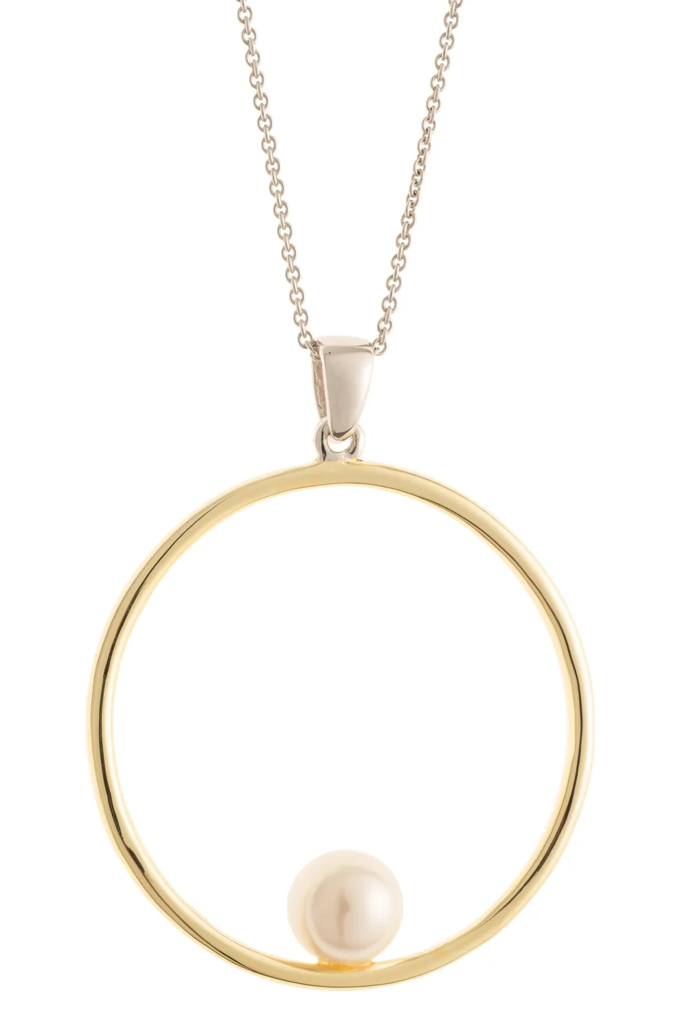 Pearl Hoop Sterling Silver & Gold Pendant