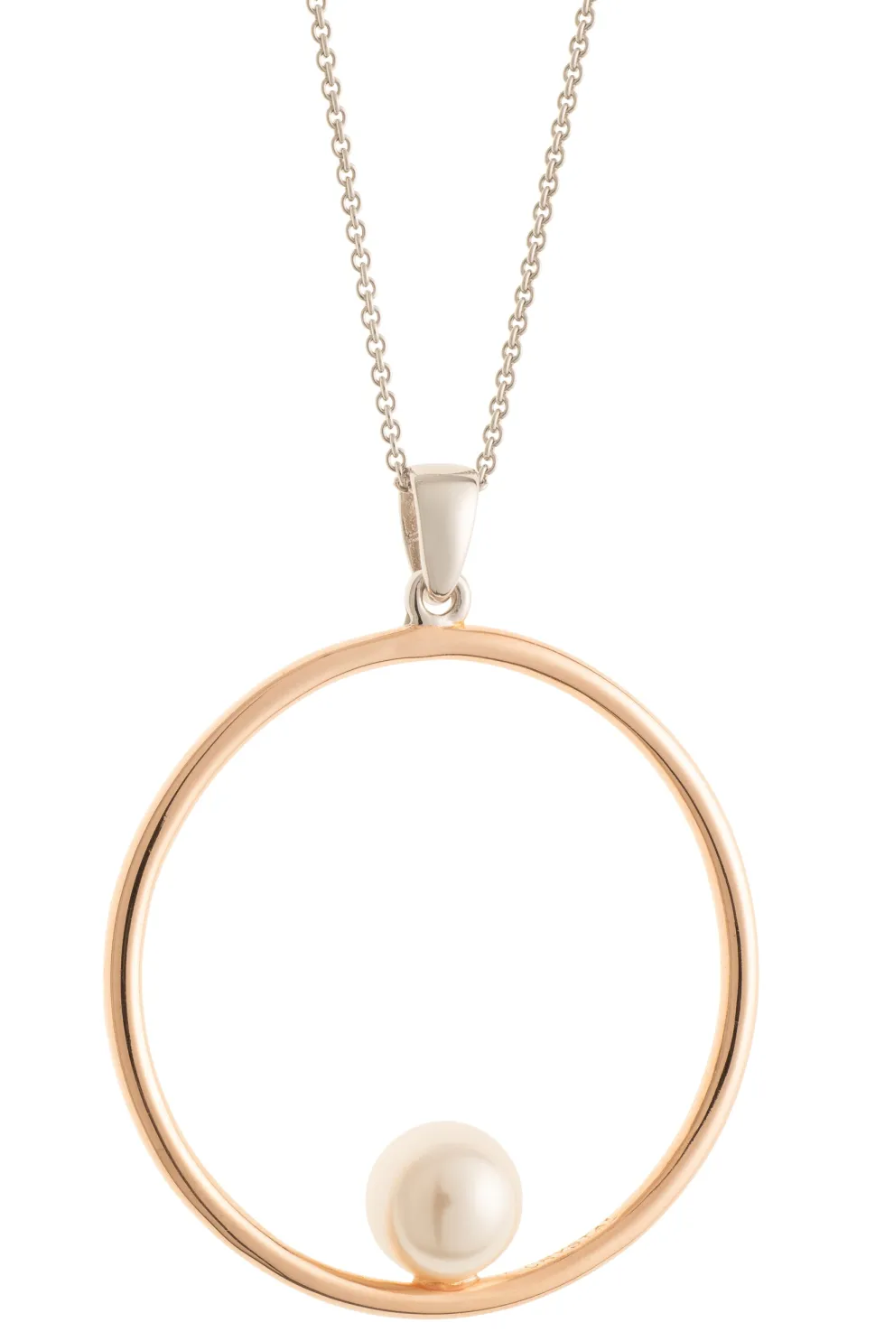 Pearl Hoop Sterling Silver & Rose Gold Pendant