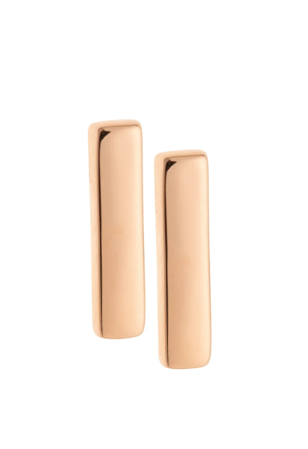 Plain Bar Sterling Silver & Rose Gold Stud Earrings