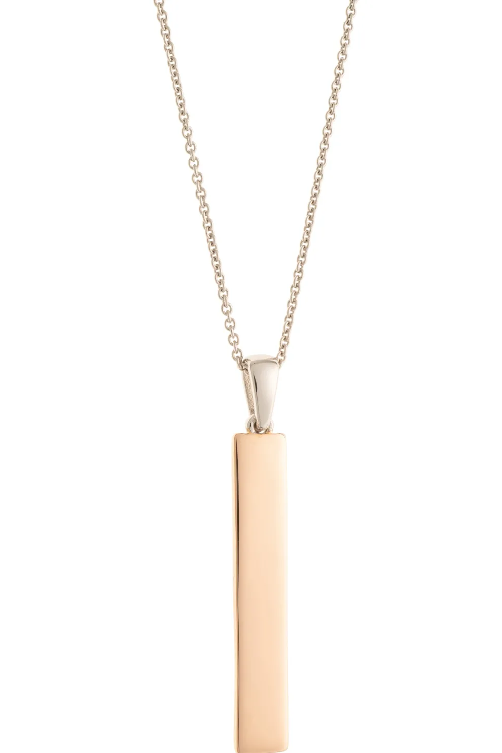 Plain Bar Sterling Silver & Rose Gold Pendant
