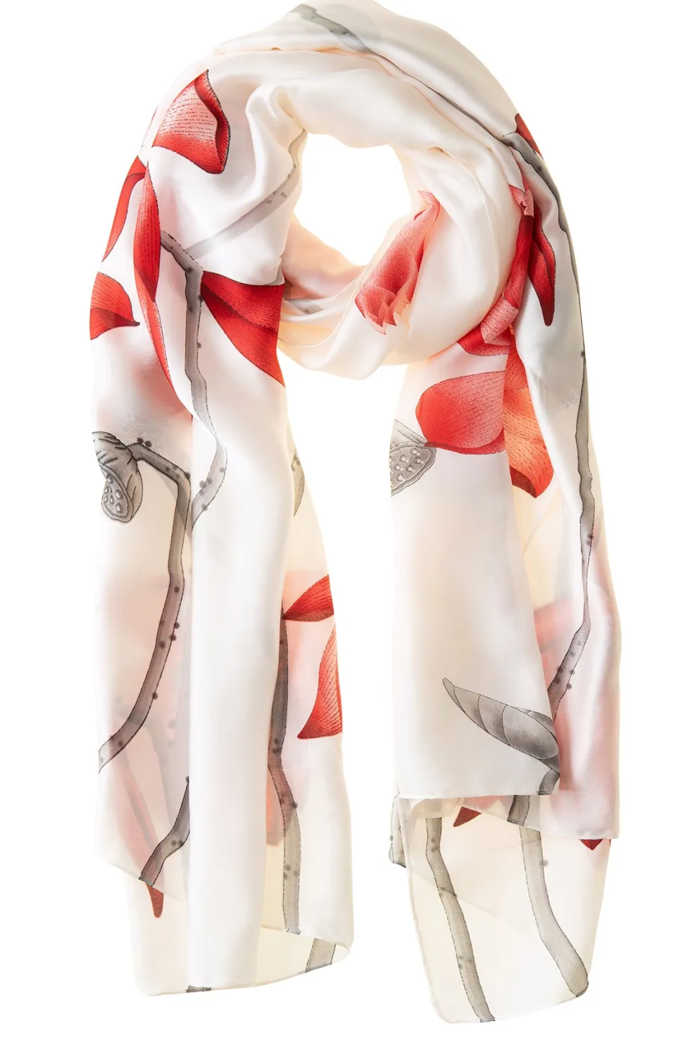 Red Lillies Polyester Scarf