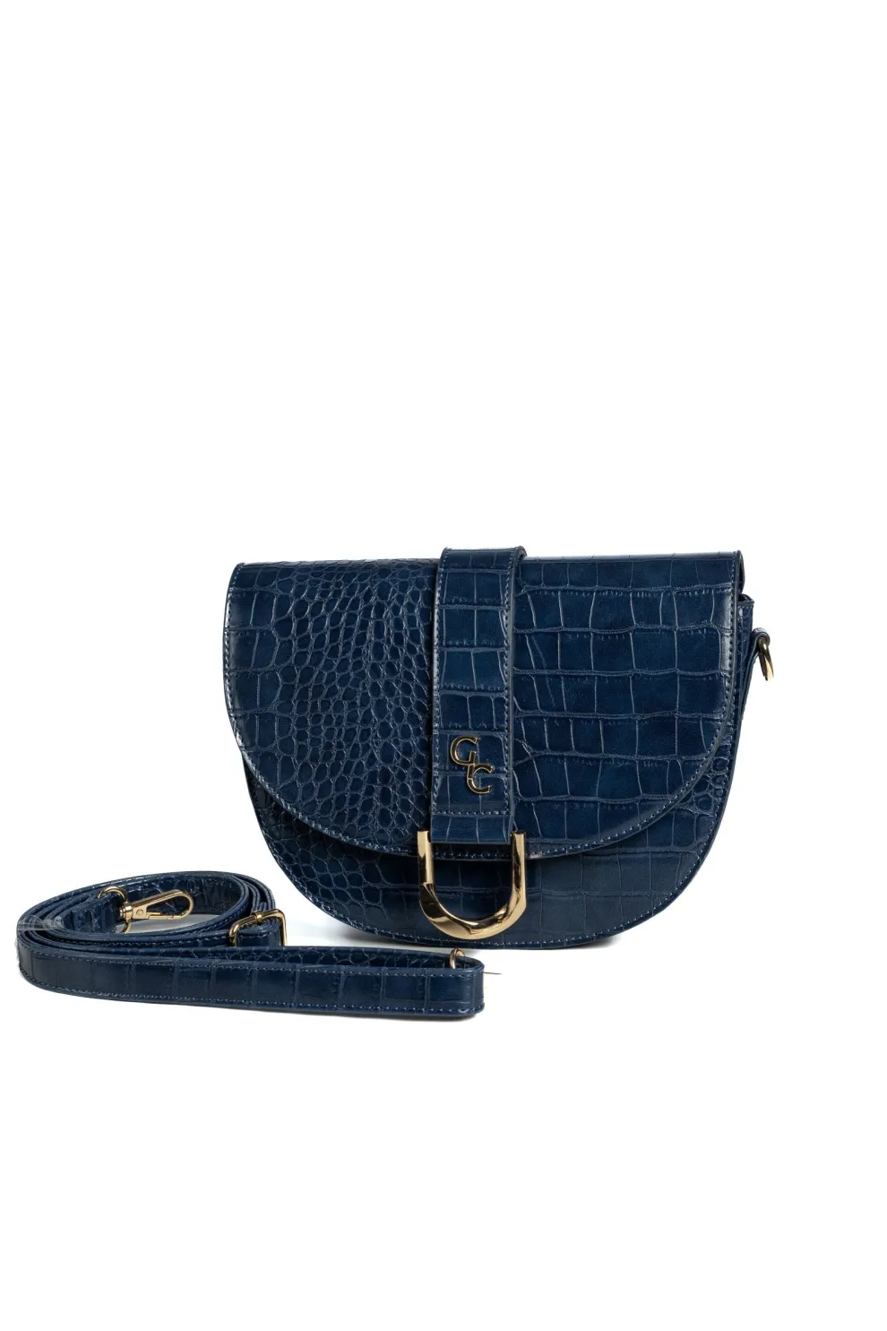 Saddle Bag - Navy Croc Detail