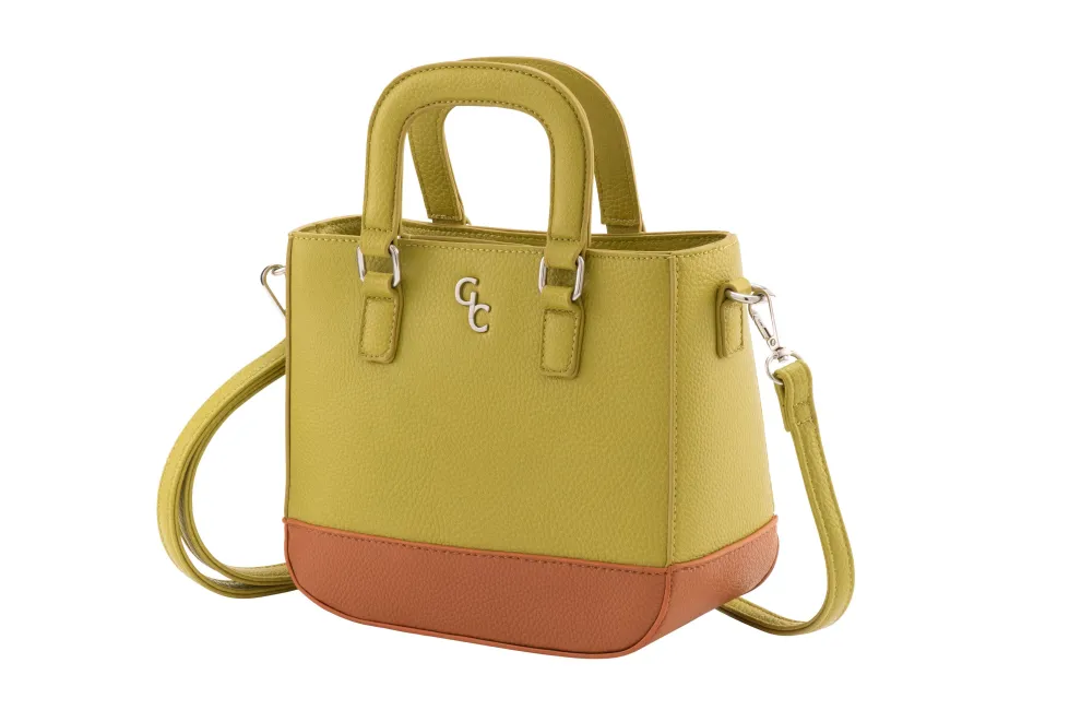 Two Tone Shoulder Bag - Lime & Tan