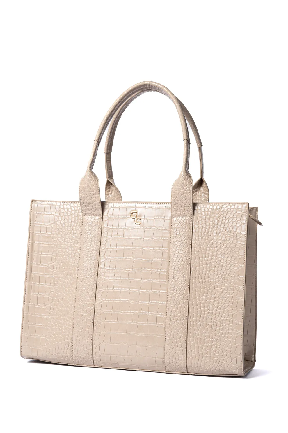 XL Tote Light Taupe Croc Detail