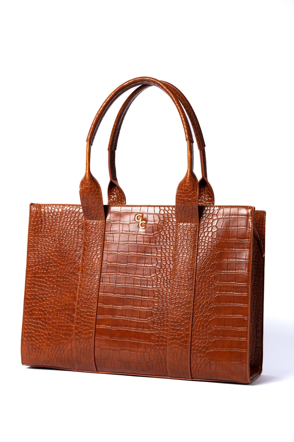 XL Tote Tan Croc Detail